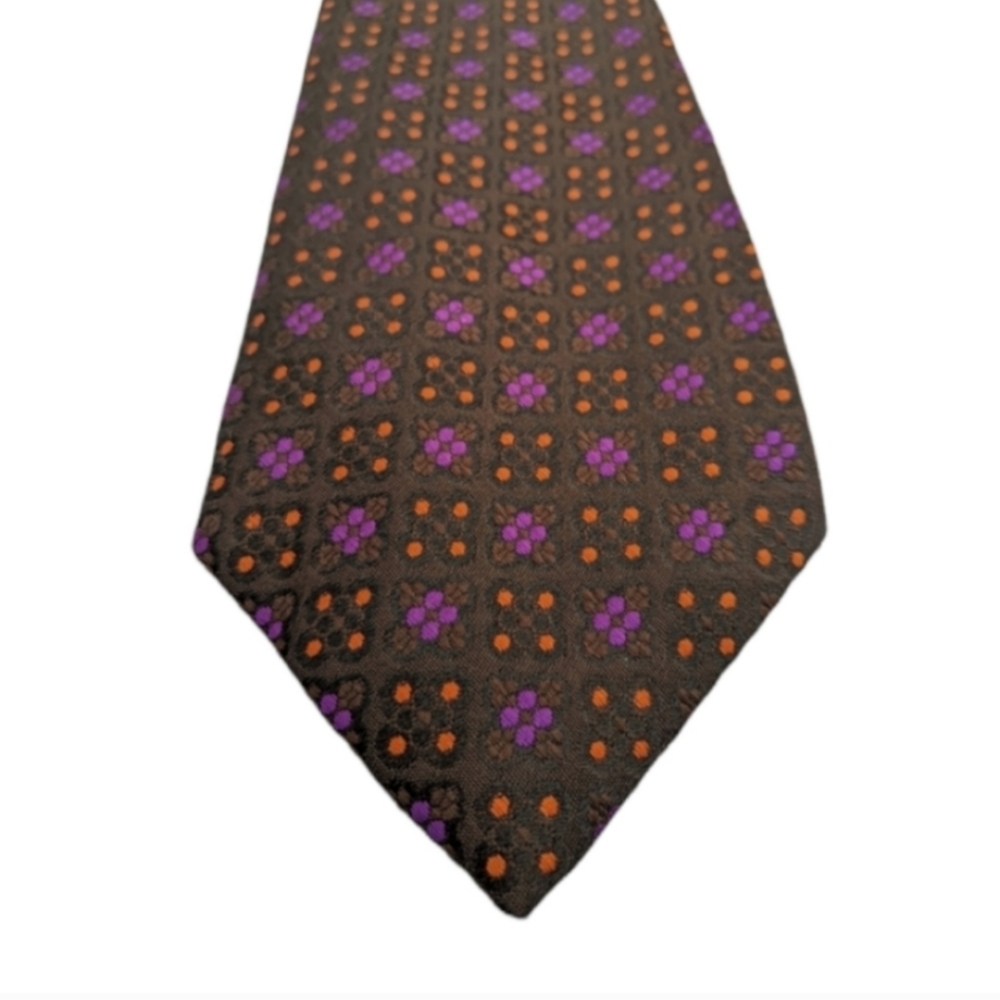 Vintage retro brown floral neck tie